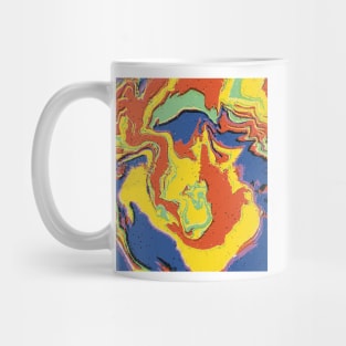 Primary Color Glitchy Liquid Swirls Retro Pattern Mug